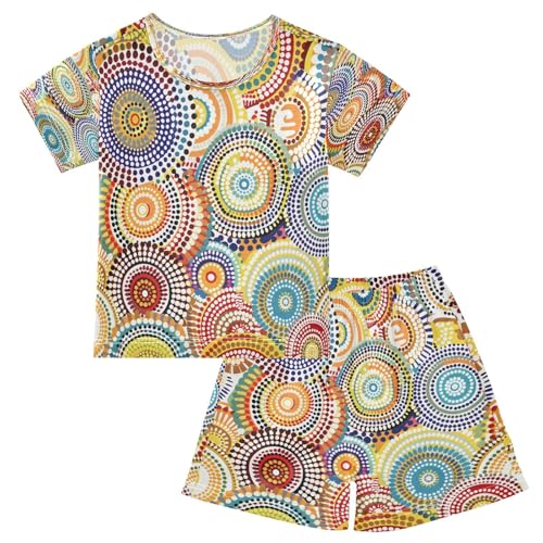 senya Short Sleeve Pajamas Sets Summer Cotton Sleepwear Colorful Circle
