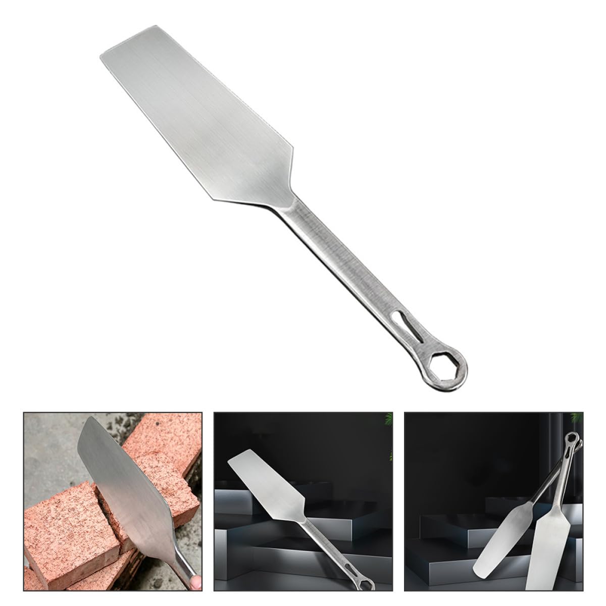 Générique Truelle de Maçonnerie en Acier Inoxydable Double-Face pour Plâtrier et Jointoiement