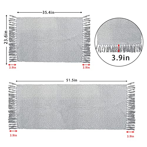Eanpet Braided Rug Cotton Area Rug Pure Tassels Floor Rug Hand Woven Reversible Throw Rugs Door Mat Laundry Room Rug Indoor Runner Bathroom Tablecloth (2X3 Ft, Grey) #TOP5