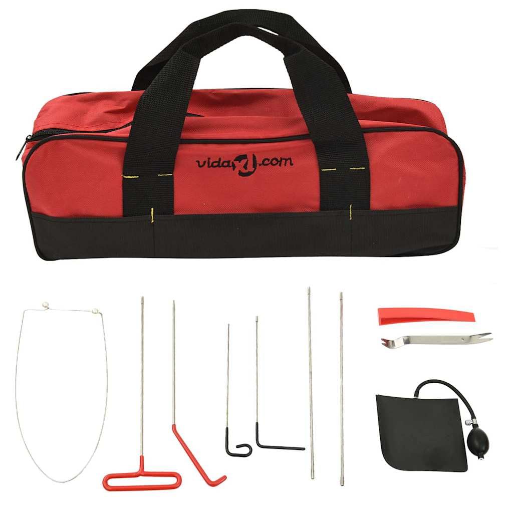 Set di 11 apriportiere universali per auto, con ganci in acciaio inox, cunei per porta, barre di estensione, borsa degli attrezzi per riparazione auto, emergenze, manutenzione