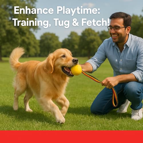 Image of Petarchi RuffFoam Rope Ball Dog Toy | Interactive Pet Toy for Training Tug Chew & Fetch | Improves Dental Health | Non-Toxic & Floatable | Indoor & Outdoor Play (Large - 9cm Diameter)