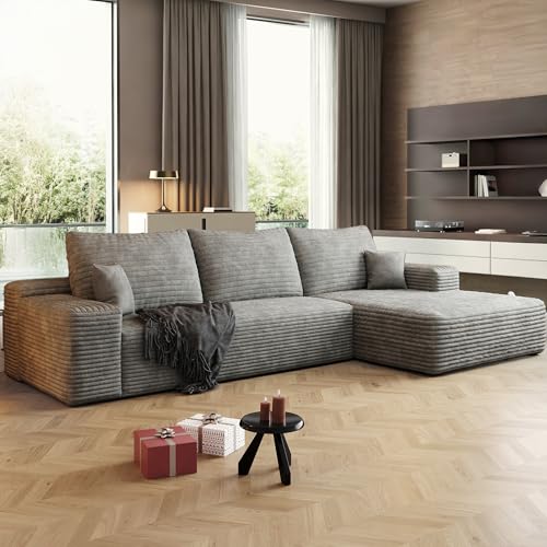 Image of 96 inch Sectional Couches for Living Room Cloud Couch Sofa with L-Shape Upholstered Boneless Couchs Modern Modular Sectional Couch with Chaise