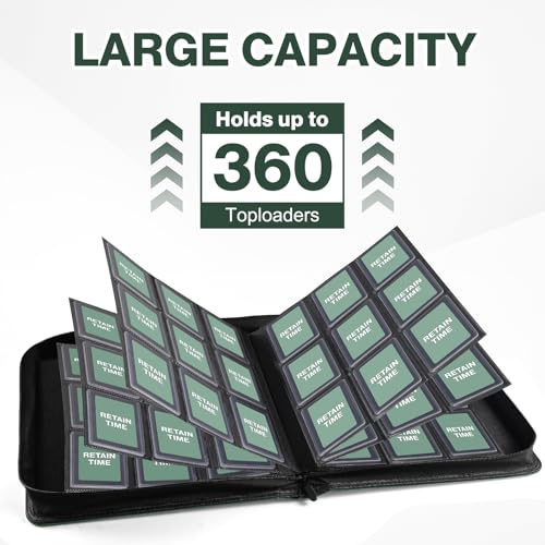 Image of Top Loader Binder 9 Pocket, Holds 360 Toploaders, 100 Toploaders INCLUDED | Toploader Binder for 3 inch x 4 inch Rigid Toploaders, Trading Card Binder for TCG, MTG, Sport Cards, PU Leather Cover, Side Loading
