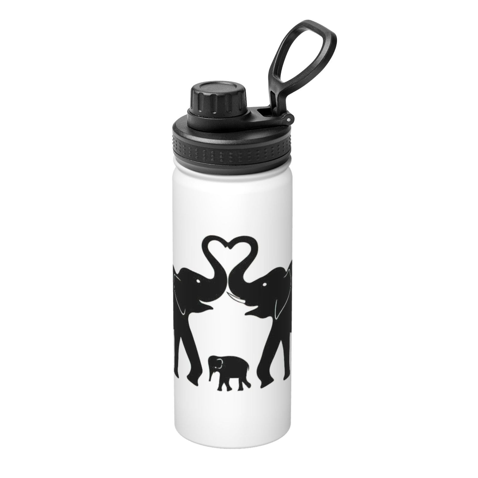 Kfjghhl Insulated Stainless Old Elephant And Young Elephant Steel Water Bottle For Sport Gym Travel Leak Camping Hiking Hydration