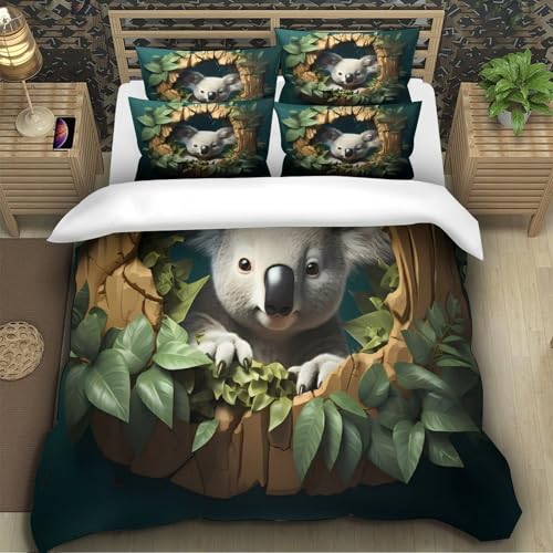 Parure de lit koala microfibre抗皱易打理135x200cm儿童带拉链透气被套