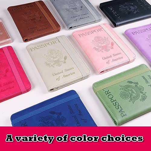 Image of Melsbrinna Premium Leather Passport Holder Covers Case, Waterproof Rfid Blocking Travel Wallet Passport Holder with Pen Holder, Cute Passport Book for Women /Men