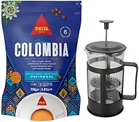 Café Gourmet Moído Delta Q em Pó + Cafeteira Prensa Francesa Colômbia