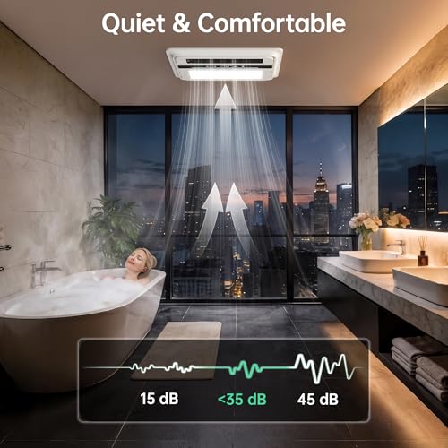Ventilador de extracción para baño VallisCo 4 en 1 con luz LED y función calefactora, sistema de ventilación de techo de 1800 W, ventilador silencioso de 140 CFM con control remoto inalámbrico y teclado, 110 V miniatura 6