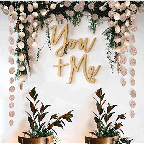Cheerland Glitter Champagne Gold Garland Party Decorations Hanging Circle Dot Banner Streamer Backdrop Decor Wedding Birthday Bday Engagement Bridal Bachelorette Ramadan Eid Graduation Party Supplies #TOP6