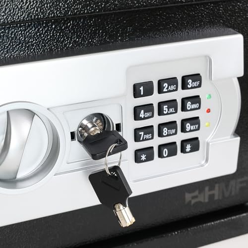 HMF Safe Tresor für Zuhause, Hotel oder Büro, Möbeltresor mit Zahlenschloss für DIN A5 Dokumente | 31 x 20 x 20 cm | Schwarz