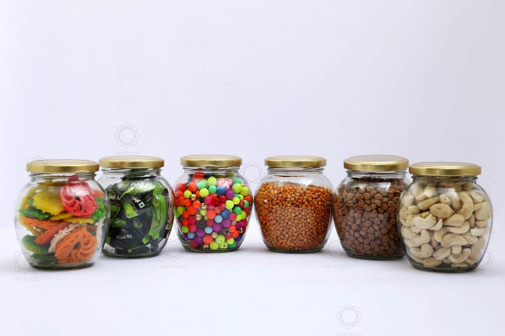 HIRVALL - 300 ml Matki Glass Jar with Airtight Lid for Jam Honey Jelly Wedding Favors Baby Shower Favors Baby Food DIY Magnetic Spice Jars Crafts Canning Jars (300, Matki, 6, BLACK)