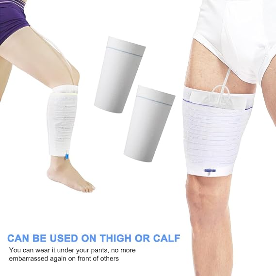 4 Pcs Catheter Leg Bag Holder Urine Bag Holders Stay in Place Carer Leg Bag Sleeves Urinary Drainage Bags for Men or Women (Medium)