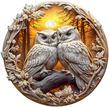 Amazon.com: Wooden Puzzles for Adults - Couple Owl Wooden Jigsaw Puzzle ...