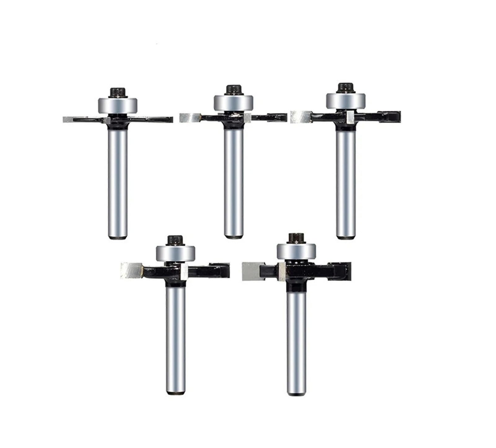 1 pz/5 pz 1/4 6,35 mm Gambo Quattro Lame Fresa a T for scanalatura Giunzione Fresa for scanalatura Fresa for Lavorazione del Legno(5PCS)