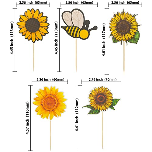 Gyufise 30 Pack Sunflower Cupcake Toppers Bumble Bee Sunflower Cake Topper Decorations For Flower Theme Party Birthday Cupcake Picks Party Decorations Supplies For Baby Shower Birthday Party #TOP1