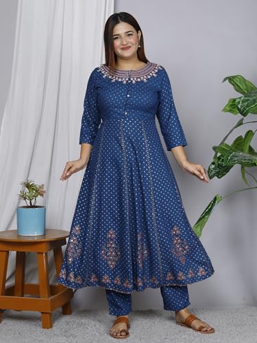 Image of Anarkali Kurta Pant Dupatta Set Embroidered