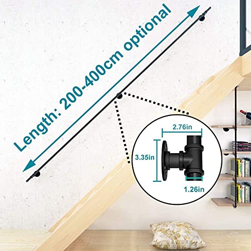 Rampe d'escalier noire réglable en fer durable de 120 cm - 3