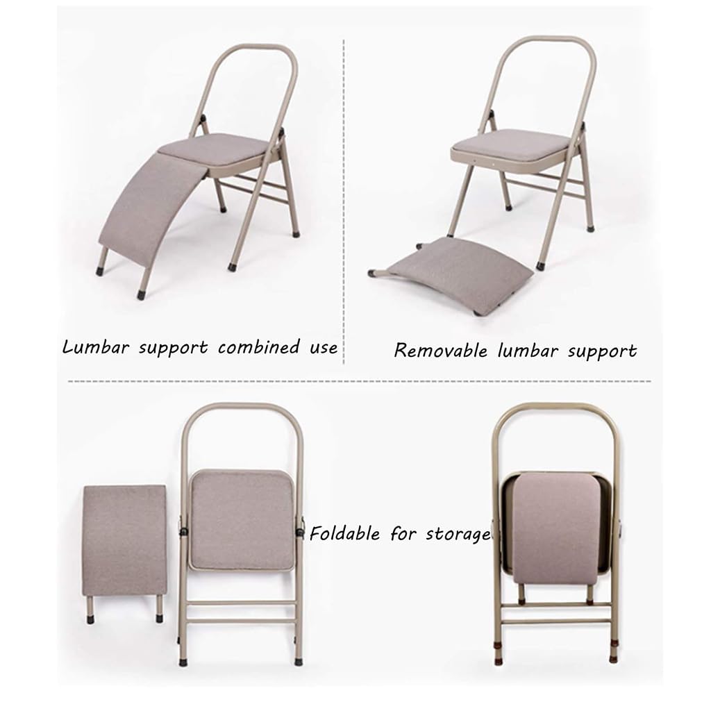 Sedia da yoga con supporto lombare e cuscino rimovibile, per uso domestico, multifunzione, per yoga, pilates e attrezzatura di assistenza all'inversione