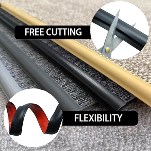 Flexible Carpet Edge Trim, Carpet to Tile Transition Strip, Self-Adhesive Waterproof Edging for Rugs and Floor Mats, for Carpet Thickness Within 5mm- Gray 7ft by TFXXSJWY - Image 5