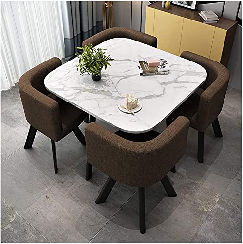 Dining Table Set For Home Or Business Reception Coffee Table And Chair Combination Balcony Living Room Dining Table Marble Table And Chairs Table Four Chairs (Color : Brown, Size : Square Table) #TOP6