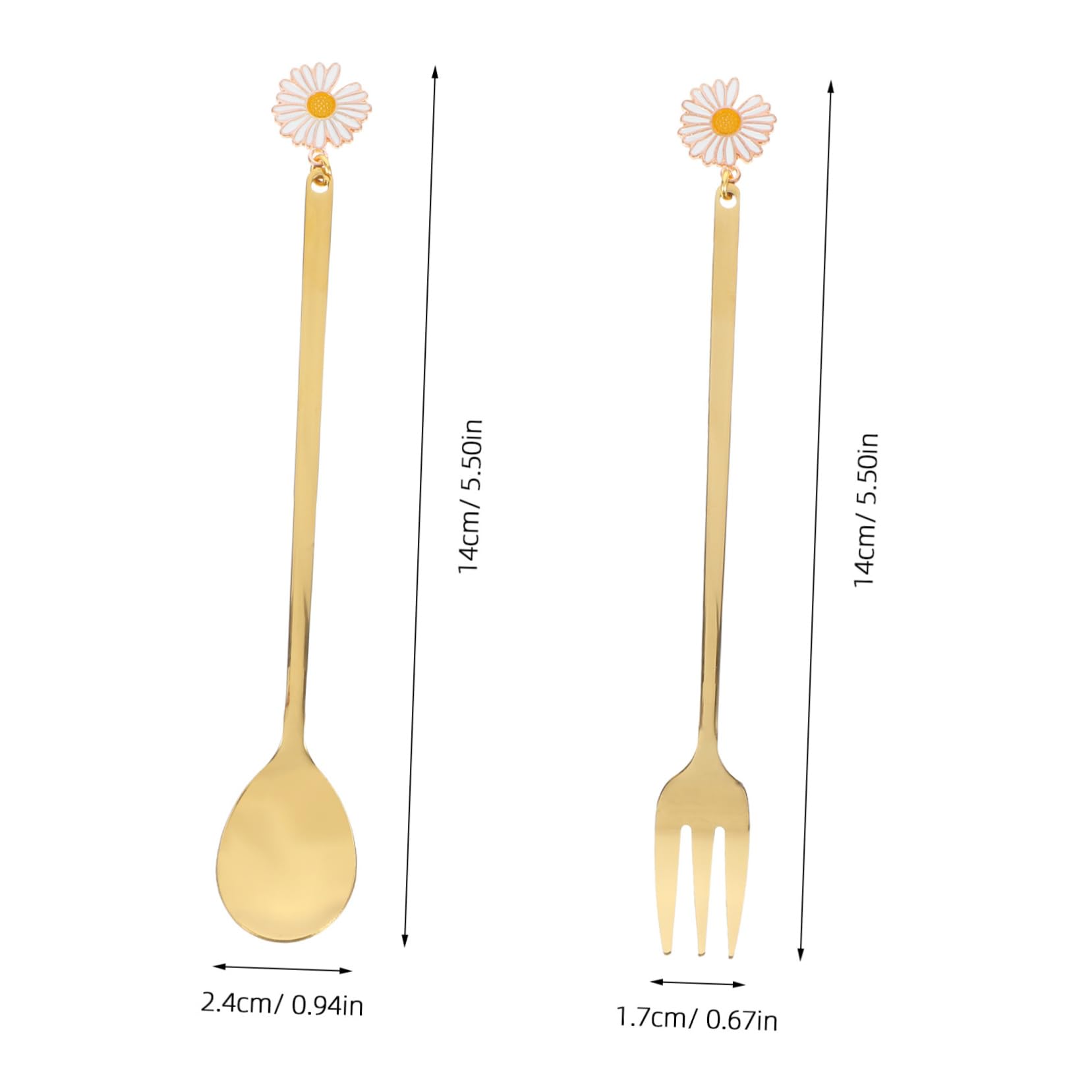 Alipis 2Pcs Stainless Steel Mini Forks and Spoons for Fruit Dessert Salad and Cocktail Portable Dinner Server Utensils for Easy Pairing and Mixing