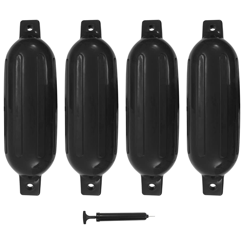 Tomostar Lot de 4 Pare Battage pour Bateau, Pare-Battage Garde-Boue Pare-Chocs Défense de Bateau Gonflable pour Amarrage 4 pcs Noir 58,5x16,5 cm PVC
