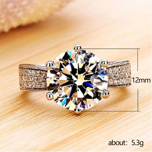 White Gold Plated Big Cubic Zirconia Inlaid Classic Luxurious Six-prong Engagement Rings Wedding Bridal Band Promise Rings Evening Parties Anniversary Valentine's Day Gifts Eternity Bands for Women4