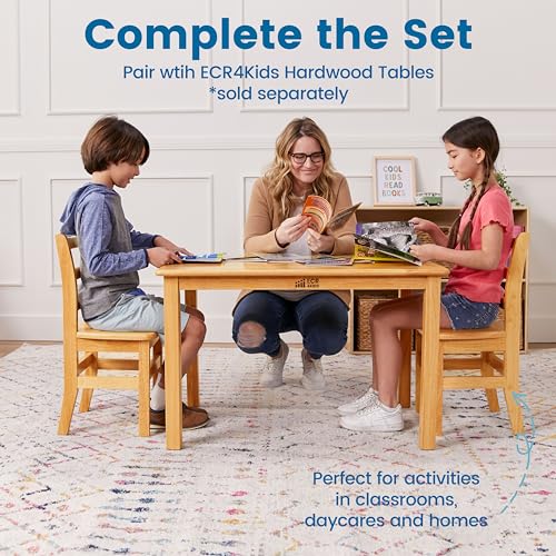 Image of ECR4Kids Three Rung Ladderback Chair, 14in Seat Height, Classroom Seating, Honey, 2-Pack