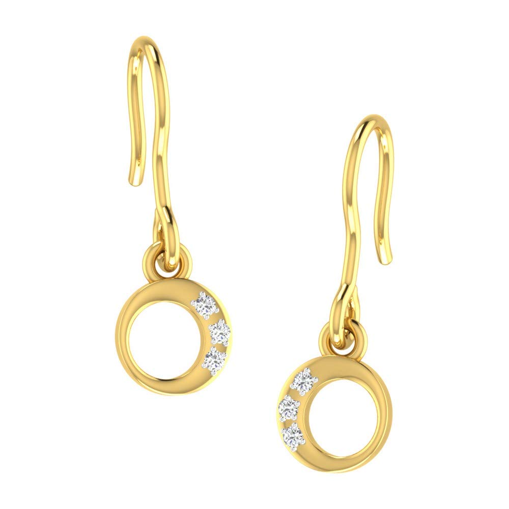 dishis 18KT Yellow Gold Diamond Drop Earrings for Women-picture-10