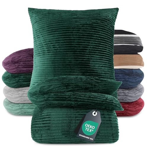 BaSaTex Winter Plüsch Bettwäsche Set | 135x200 cm Deckenbezug + 80x80 cm...