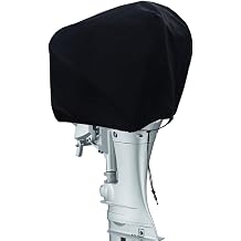 Outboard Motor Cover Waterproof & Heavy-Duty, 600D Oxford Fabric Outdoor Universal Fit Boat Motor Cover for Yamaha, Mercury, Suzuki, Tohatsu, Honda, Boat Engine Cover Fits 225-350HP Black
