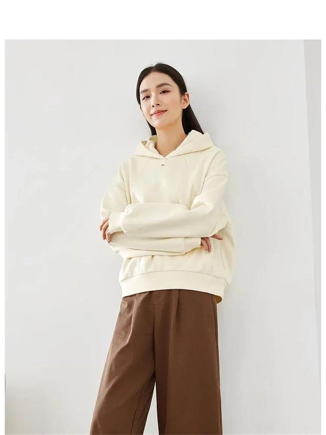 Sudadera con capucha para mujer, de algodón, gruesa, cálida, de manga larga, holgada