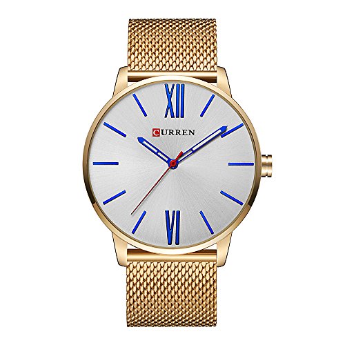 CURREN Men Watches Quartz Ultra Thin Dial Luxury Business Waterproof Stainless Steel Mesh Band Watch The Best Gift for Men 8238 