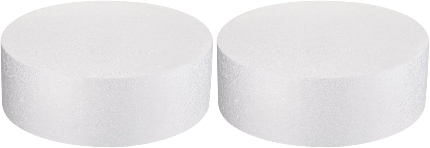 MECCANIXITY Round Foam Cake Dummy 4 Inch x 10 Inch Circle Dummy Cake Set for Wedding Cakes, Birthday Cakes, Crafts, and Window Displays 2 Pack
