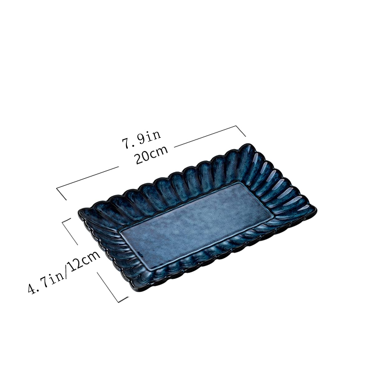 Assiettes à dîner de Poisson rectangulaires, Assiettes à dîner de Style Japonais, Assiettes à Sushi en céramique, 2 pièces/20 cm，8Inch