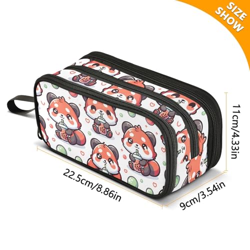 Image of Cute Red Panda Bubbles Pencil Case Box Boys Girls Large Pencil Pouch Zipper Compartments Big Capacity Stationery Pen Bag Organizer for Kids Teens Adults School Office