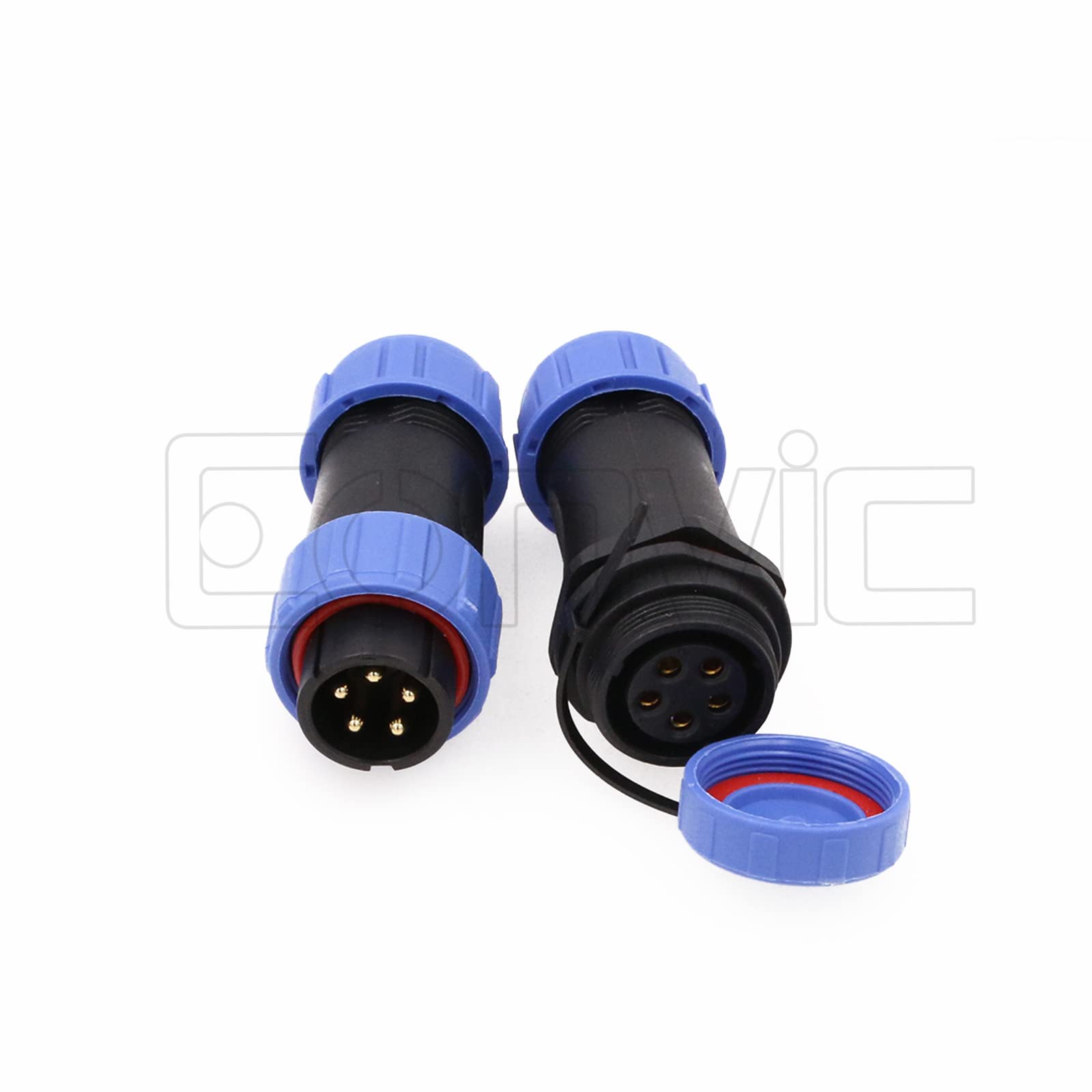 Eonvic HE21 5 Pin Luchtvaart Connector IP68 Waterdicht - Mannelijk/Vrouwelijk Paneel Mount