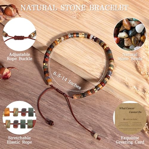 Encouragement Cancer Patients Gifts Bracelet w/Card - Inspirational Cancer Survivor Support, Get Well Gifts for Women, Natural Stone4