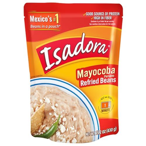 Isadora Mayocoba Refried Beans in Pouch (Pack of 8), Delicious Peruano Refried Pinto Beans, Microwave Food Premade Meals, Plant Based Protein,15.2 oz - Image 4