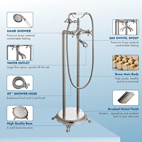 Robinet debout baignoire au sol bronze avec spray main LWX - 6