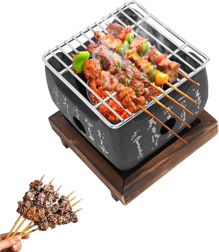 Nikou Barbecue de Style Japonais, Barbecue de Table au Charbon de Bois Portable Mini Poêle à Charbon, Chauffage Rapide Multifonction, pour Interieur...