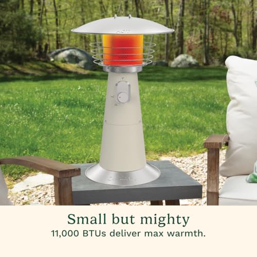 Image of Cuisinart Portable Tabletop Patio Heater, 11,000 BTU Outdoor Propane Heater with Safety Tilt Switch and Adjustable Heat, Burner Screen Guard, 30 sq. Foot Heat Range, Bone