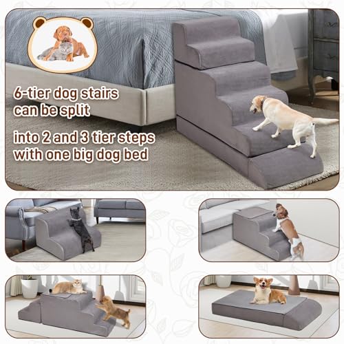 30-36-inches-High-Foam-Dog-Stairs-Steps-for-High-Beds-Tall-LitaiL-30inch-6-Tier-Pet-StairsSteps-for-High-Beds-Large-Dogs-Non-Slip-Dog-Ramps-for-Small-Dogs-for-Older-DogsCats-Injured - Cucciolini Doodles   30-36-inches-High-Foam-Dog-Stairs-Steps-for-High-Beds-Tall-LitaiL-30inch-6-Tier-Pet-StairsSteps-for-High-Beds-Large-Dogs-Non-Slip-Dog-Ramps-for-Small-Dogs-for-Older-DogsCats-Injured