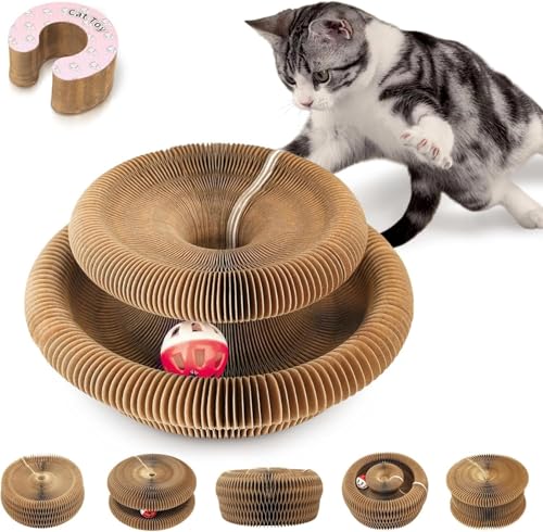 MAXTOOA Magnetic & Reversible Cat Cardboard Scratcher, Cat Toys for