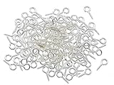 Kinteshun Alloy Eye Bolts Hook Screw Eye Nails Pin Bail for DIY Jewelry Making Accessaries(200pcs,0.39 inches,Silver)