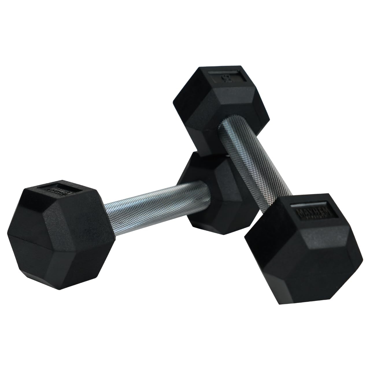 Mayhem Strength Rubber Hex Dumbbells - Hand Weights for Strength, Weight Lifting & Home Workouts (Dumbbell Rack not included) - 5lb Pair