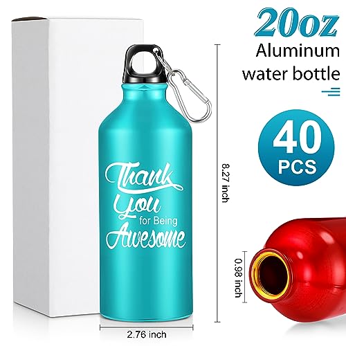 Uiifan 40 Pcs Employee Appreciation Gifts 20 oz Aluminum Water Bottle Thank You for Being Awesome Water Bottle Lightweight with Twist Cap Buckle Team Gifts for Coworker Teacher Staff(Multicolored) - Image 3