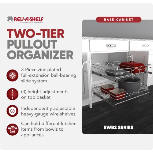 Image of Rev-A-Shelf Pullout Organizer for Cabinets, Min Opening Width of 24 inch