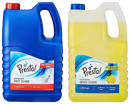 Image of Presto! Disinfectant Toilet Cleaner - 5 L Amazon Brand and Disinfectant Surface Cleaner - 5 L (Citrus)