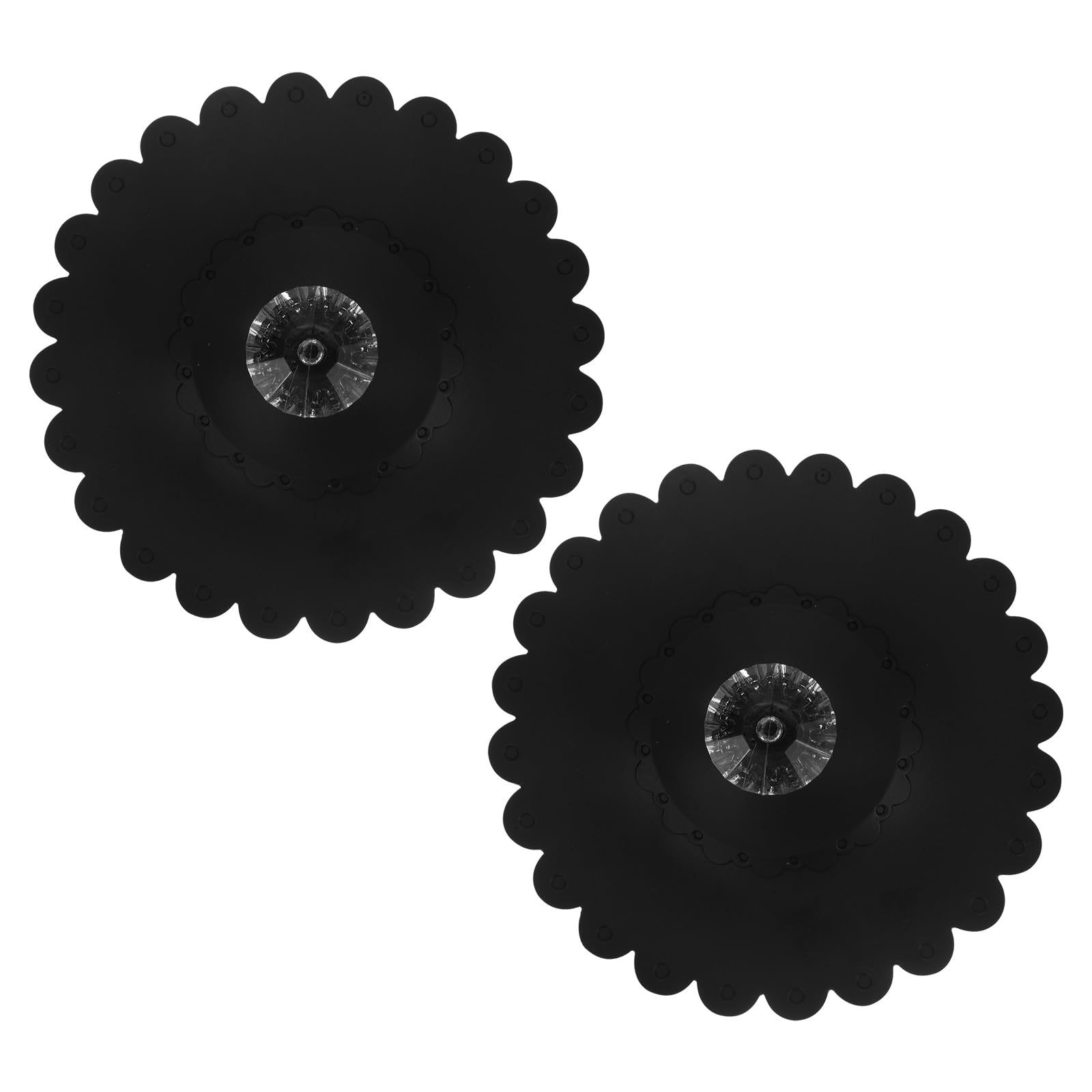 sourcing map 2Pcs Silicone Cup Covers, Silicone Cup Lids with Acrylic Black Color Diamond Knob Reusable Mug Lids Anti-dust Airtight Seal for Tea Coffee Glass Mug, Black
